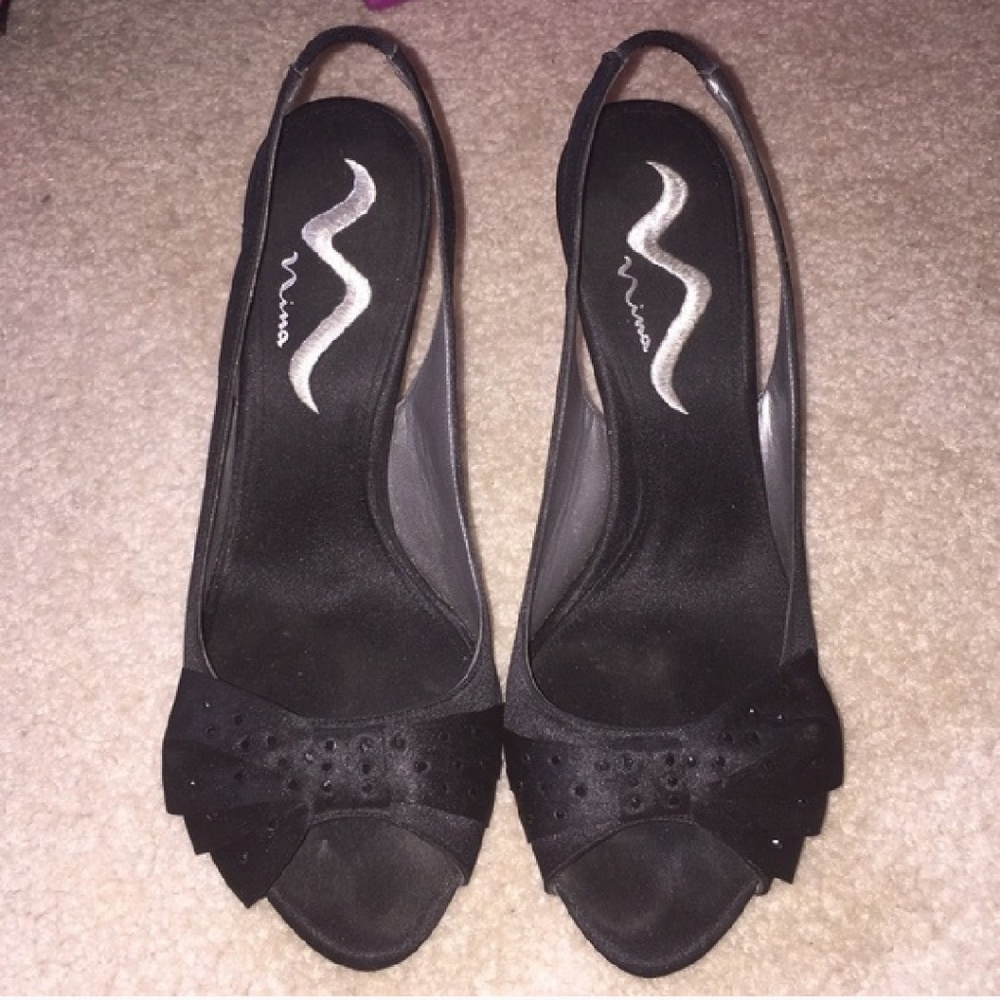 Black Nina Ricci Sling Back w/ Open Toe